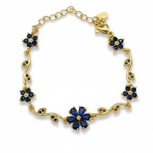 BLUE GOLD CZ FLORAL BRACELET